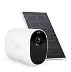 Arlo Essential XL Spotlight Überwachungskamera mit Licht und Solar Panel Ladegerät, Aussen / Outdoor WLAN Kamera, Kabellos, 12 Monate Akkulaufzeit, Wetterfest, Nachtsicht, 2-Wege-Audio, Ton, weiß