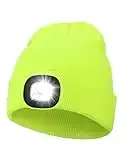 Gifts for Men, Unisex LED Beanie Hat with Light, 4 LED USB Rechargeable Hands Free Headlamp Winter Warm Knitted Cap, Flashlight Head Lights Hat Torch Women Men Gifts for Camping Fishing Hiking