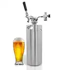 NutriChef Pressurized Growler Tap System - 128oz Stainless Steel Homebrew Mini Keg Dispenser Portable Kegerator Kit - Co2 Pressure Regulator Keeps Carbonation for Craft Beer, Draft -