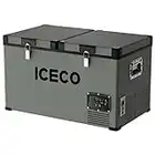 ICECO VL60 Portable Refrigerator, Dual Zone Freezer Fridge, 12v Cooler, Platinum Compact Refrigerator, 60Liters, DC 12/24 V, AC 110-240V, 0℉～50℉, Home and Car Use, for Van, Truck, Outdoor, Camping