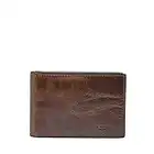 Fossil Men's Derrick Leather Slim Minimalist Magnetic Money Clip Bifold Front Pocket Wallet, Dark Brown, (Model: ML3684201)