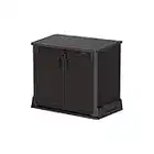 Duramax Cedargrain StoreAway 850L Plastic Garden Storage Shed - Outdoor Storage Shed, Wheelie bin box, Durable Construction, Ideal for Tools, BBQs & 2x 120L Garbage Bins, 130x74x110 cm, Dark Brown