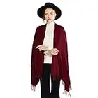 RIIQIICHY Écharpe D'hiver en Laine Cachemire Sensation de Chaleur Grande Écharpe Pashmina Étole Pour Femmes,Bourgogne,Large