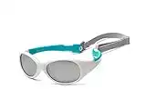 Koolsun Flex White Aqua Lunettes de soleil pour bébé de 0 à 3 ans Protection UV avec bandeau amovible et système optique Clas 1 Cat. 3 bandes flexibles et sans bulles.