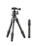 Cullmann - 56814 - Carvao 816TCS Travel tripod made of carbon (max. 70, 5cm extension height, packing size 27cm, load capacity 4kg, weight 445g), black