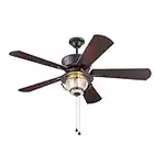 Harbor Breeze Merrimack II 52-in Matte Bronze LED Indoor/Outdoor Ceiling Fan with Light Kit (5-Blade)