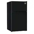 RCA - 2-Door - Compact Refrigerator/Freezer - Reversible Doors - Adjustable Thermostat - 3.2 Cu. Ft. - Black,