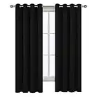 Deconovo Decorative Blackout Curtain Window Treatment Drapery Grommet Thermal Insulated Room Darkening Curtain Panel for Living Room Black 52 by 63 Inch