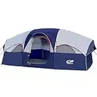 CAMPROS CP Tent-8-Person-Camping-Tents, Waterproof Windproof Family Tent, 5 Large Mesh Windows, Double Layer, Divided Curtain for Separated Room, Portable with Carry Bag - Blue