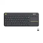 Logitech K400 Plus Clavier Sans Fil Touch TV Avec Contrôle Média et Pavé Tactile, Clavier Francais AZERTY - Noir