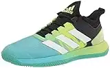 adidas Women's Adizero Ubersonic 4 Clay Tennis Shoe, Black/White/Pulse Lime, 8.5