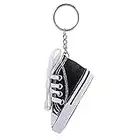 N/B Llavero de Zapatos de Lona, Zapatos Pequeños de Soporte de Pie de Bicicleta de Motocicleta, Zapatillas de Deporte con Cordones, Decoración de Trípode de Bicicleta (Negro), 7,5 x 3,5 x 4 cm