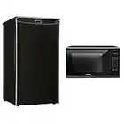 Danby Designer Mini Fridge, 3.3 CuFt., Black & Panasonic NNSG676B Mid-size 1.3 cft. 1100W Genius Microwave Oven, Black, Black