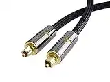 PremiumCord Optisches Audiokabel Toslink 1m, Außendurchmesser: 7mm, Toslink Plug-on-Stecker, digitales Kabel für HiFi-Stereoanlage Soundable TV, HQ Audio, Metall-Design + Nylon, Farbe: schwarz, Gold