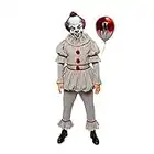 AMSCR Déguisement pour homme Pennywise le clown pour adulte - Cirque d'Halloween - Poitrine : 101,6 cm