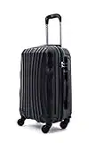 R.Leone Valigia Trolley Bagaglio a mano 55x40x20cm Rigido Ultraleggero in ABS 4 Ruote Autonome 3N (Nero, Modello 2037)