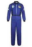 Josamogre Deguisement Astronaute Adulte Homme Costume Halloween Cosplay pour Espace Mission Cosmonaute Bleu L