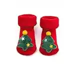 Calze Natalizie Neonato, Calzini Antiscivolo Bambino/Bambina, Unisex, 0-12 Mesi (Albero di Natale)