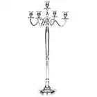 Gräfenstayn Candelabro 1, 3 o 5 Brazos - Diferentes tamaños - Candelabro en Color Plata, Negro, Blanco o Dorado (XL, Plata)