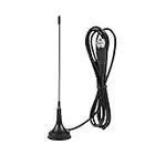 Niunion Antena de TV, Digital DVB-T Antena HDTV para Interiores UHF/VHF Antena de Base magnética de Doble Banda 10DB Negro