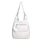 FANDARE Bolsos Mochila para Mujer 3 in 1 Casual Mochilas Tipo Impermeable Bolsos Bandolera Piel Suave Bolsos de Hombro para Totes por Colegio Trabajo Viaje Bolsas Escolares Blanco