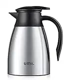 Amazon Brand - Umi Jarra Térmica 1L, 304 Acero Inoxidable Doble Pared Aislado al Vacío Cafetera Café Thermos, Anti-Goteo, Anti-Quemaduras, La Cafetera de Aislamiento