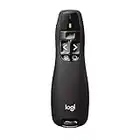 Logitech R400 Presenter, Kabellose 2.4 GHz Verbindung via USB-Empfänger, 15m Reichweite, Roter Laserpointer, Intuitive Bedienelemente, 6 Tasten, Batterieanzeige, PC - Schwarz