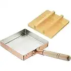 TIKUSAN Japanische Tamagoyaki Omeletts Kupferpfanne mit Holzdeckel, 18 x 18 cm, quadratische Eierpfanne