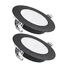 acegoo 2 x Foco LED Empotrable Techo 12V Downlight Regulable Panel Redondo Iluminacion con interruptor atenuación, para Autocaravana Caravana Barco Camión Cocina Baño (Negro mate 4000K)