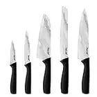 hecef Couteau Cuisine Professionnels, 5 Pièces Set de Couteaux de Cuisine avec Motif en Marbre Enduit de Céramique, Ensemble de Couteaux de Chef Acier Inoxydable pour la Cuisine et le Camping, Blanc