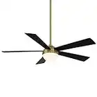 WAC Smart Fans Eclipse Indoor and Outdoor 5-Blade Ceiling Fan 54in Satin Brass Matte Black with 3000K LED Light Kit and Remote Control works with Alexa and iOS or Android App