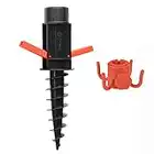 Sekey Beach Umbrella Sand Anchor, Umbrella Groud Spike with Hanging Hook, Umbrella Screw Holder Stand for 22-32mm Pole,Black