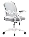 HAWGUAR Office Chair with Flip up Armrest Mesh Computer Chaise Ergonomic Desk Chair with Lumbar Support Task Chairs Executive Chair for Home Office (Grey/White), HG6201