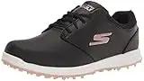 Skechers Women's Bold Waterproof Spikeless Golf Shoe, Black/Rose Gold, 7.5