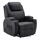 M MCombo Fauteuil Relax électrique Fauteuil de Massage Fauteuil TV Fonction inclinable Vibration Chauffage 7061 Nouveau modèle (Similicuir Noir)