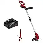 Einhell Recortadora de césped con batería GC-CT 18/24 Li Power X-Change (18V, Flowerguard, larguero de guiado telescópico sin escalonamiento, incl. 20 cuchillas de platico, 2,0 Ah batería y cargador)