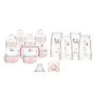 MAM Easy Start Self Sterilising Anti Colic Starter Set, Newborn Bottle Set and Soother, Newborn Essentials, Pink (Designs May Vary)