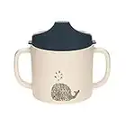 LÄSSIG Tasse à boire pour enfants avec anse et couvercle amovible 150 ml/Sippy Cup Little Water Whale