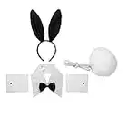 ranrann Déguisement Lapin Sexy Femme Costume Ensemble Cosplay Adulte Collier Poignets Bandeau Accessoire Jeu de Role Serveuse Uniforme Halloween Carnaval Clubwear Type E Taille Unique