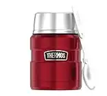 THERMOS STAINLESS KING FOOD JAR 0,47l, cranberry red, Thermosbehälter aus Edelstahl mit Löffel, 6h heiß / 24h kalt, absolut dicht für Suppe, Müsli, Eintopf, Thermobehälter für Essen, spülmaschinenfest