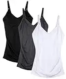 DAISITY Seamless Nursing Tank Tops for Women Breastfeeding Maternity Cami Bra Pack of 3 Color Black Grey White