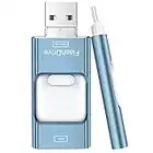 Flash Drive for iPhone 256GB, 4 in 1 USB Type C Memory Stick, Photo Stick External Storage Thumb Drive for iPhone iPad Android Computer,