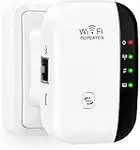 WiFi Range Extender, WiFi Signal Booster Wireless Signal Amplifier 2.4GHz 300Mbps Band up to Internet Range Booster with Integrated Antennas LAN Port, Easy Setup (White)