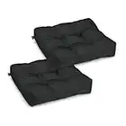 Classic Accessories Water-Resistant Square Patio Seat Cushions, 19 x 19 x 5 Inch, 2 Pack, Black, Outdoor Seat Cushions
