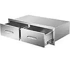 Mophorn Outdoor Kitchen Drawers 30" W x 10" H x 20" D, Horizontal Double BBQ Access Drawers Stainless Steel with Handle, BBQ Island Drawers for Outdoor Kitchens or Patio Grill Station