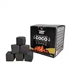 Charcoal Guru Briquettes de Charbon de Bois de Noix de Coco 100% Naturelles 1x 64 Cubes, 1 kg de Longue durée de Combustion sans fumée ni Produits Chimiques. Cubes de 26mm x 26mm.