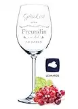 GRAVURZEILE Leonardo Weinglas - Glück ist eine Freundin wie dich zu haben Design - Hochwertige Lasergravur - max. Füllmenge 460ml - Geschenk für Freunde, Familie & Kollegen - für echte Weingenießer