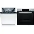 Bosch Elettrodomestici SMV2HVX22E Serie 2, Lavastoviglie a scomparsa totale, 60 cm & HBA534BS0 Forno Elettrico da Incasso 7 Programmi di Cottura in Acciaio Inox