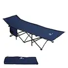 ALPHA CAMP Camping Folding Bed, Heavy Duty Sturdy Camp Beds for Adults, Oversized Sleeping Cot Supports 280kg Folding Steel Frame Portable with Carry Bag, Navy