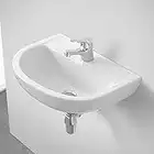 Lavandino bagno sospeso 50x38 cm, in ceramica bianca lucida, con predisposizione per rubinetteria monocomando e batteria 3 fori